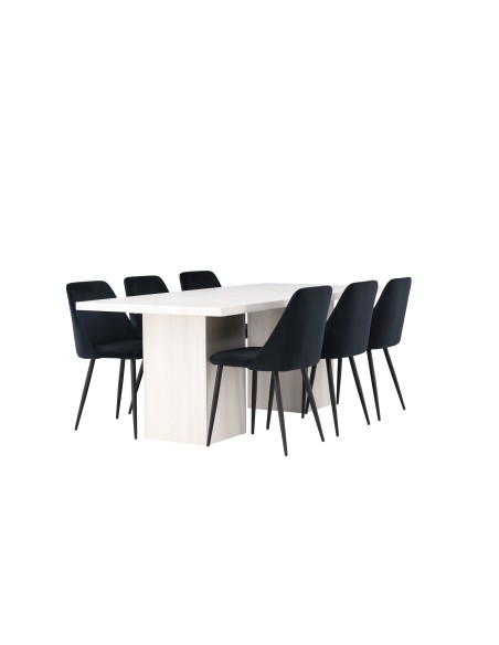 Matgrupp Olga med Night matstolar, 200 × 90 cm