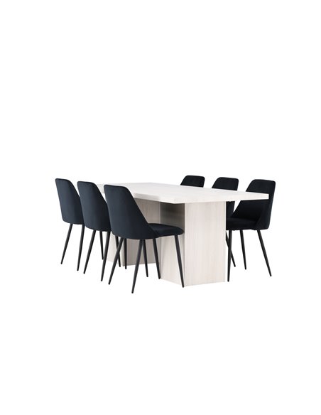 Matgrupp Olga med Night matstolar, 200 × 90 cm