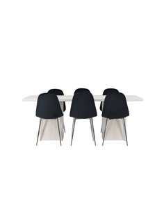 Matgrupp Olga med Polar matstolar, 200 × 90 cm