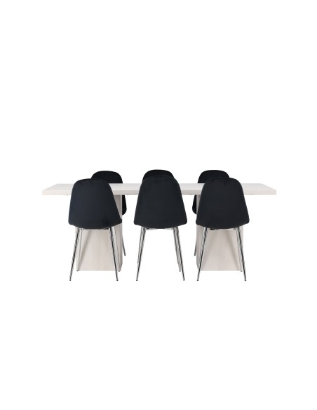 Matgrupp Olga med Polar matstolar, 200 × 90 cm