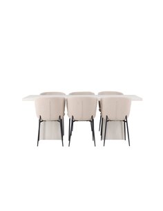 Matgrupp Olga med Modesto matstolar, 200 × 90 cm