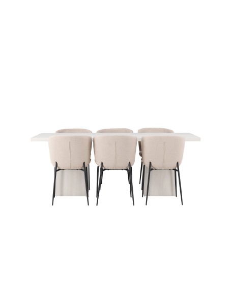 Matgrupp Olga med Modesto matstolar, 200 × 90 cm