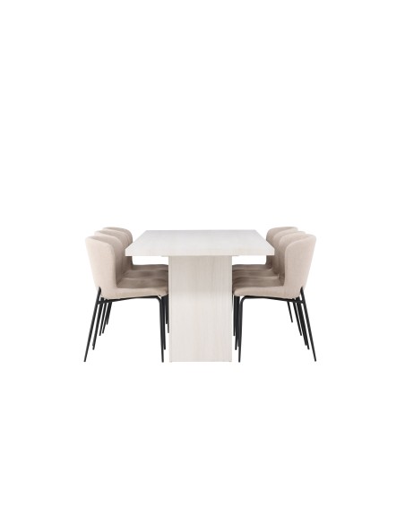 Matgrupp Olga med Modesto matstolar, 200 × 90 cm