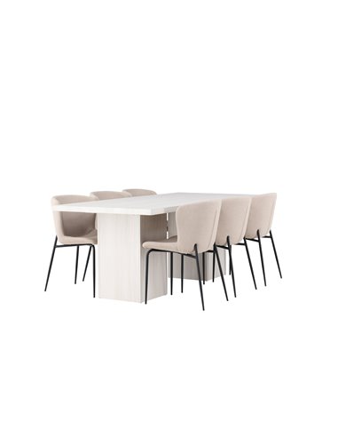 Matgrupp Olga med Modesto matstolar, 200 × 90 cm