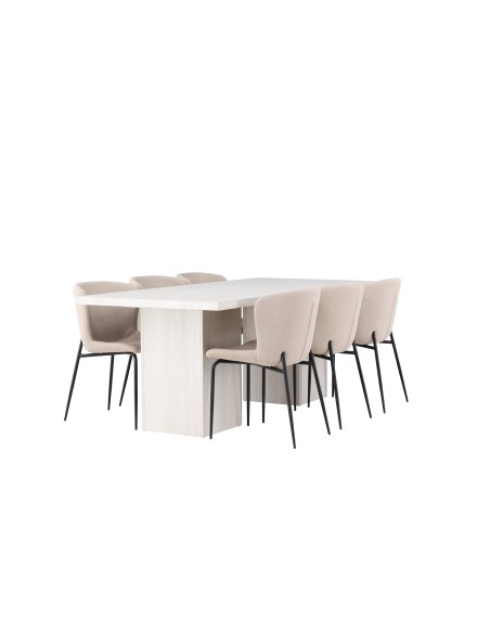 Matgrupp Olga med Modesto matstolar, 200 × 90 cm