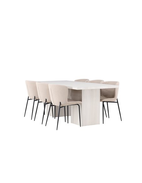 Matgrupp Olga med Modesto matstolar, 200 × 90 cm