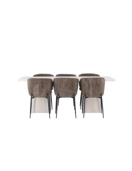 Matgrupp Olga med Modesto matstolar, 200 × 90 cm