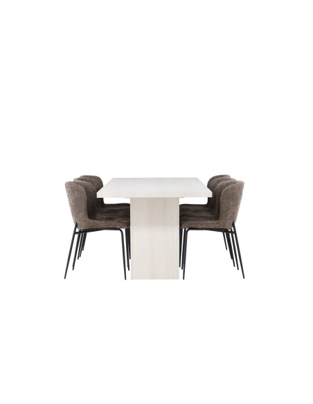 Matgrupp Olga med Modesto matstolar, 200 × 90 cm