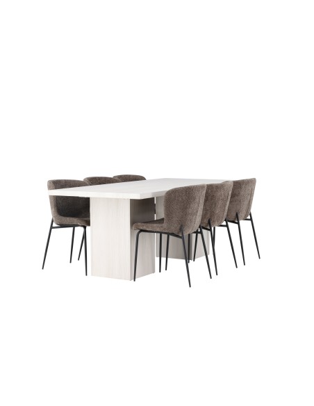 Matgrupp Olga med Modesto matstolar, 200 × 90 cm