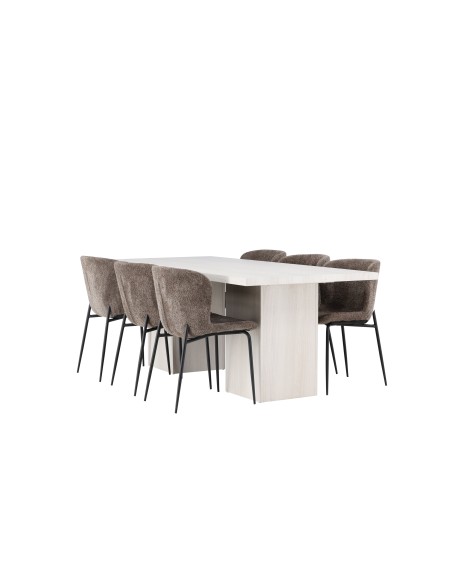 Matgrupp Olga med Modesto matstolar, 200 × 90 cm
