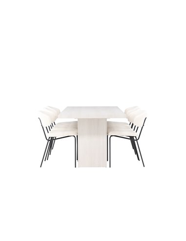 Matgrupp Olga med Chico matstolar, 200 × 90 cm