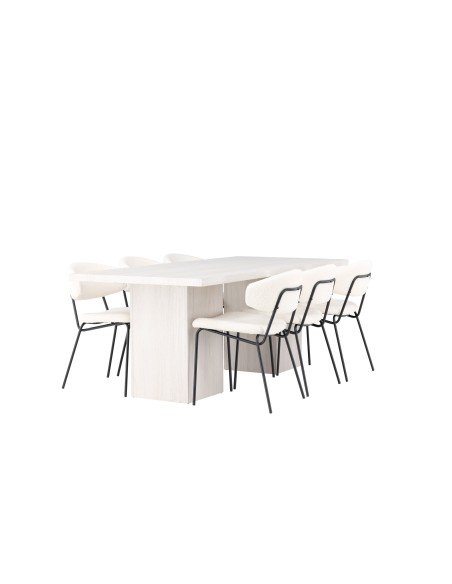 Matgrupp Olga med Chico matstolar, 200 × 90 cm
