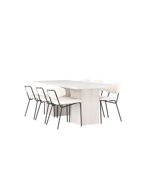 Matgrupp Olga med Chico matstolar, 200 × 90 cm
