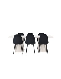 Matgrupp Olga med Polar matstolar, 200 × 90 cm