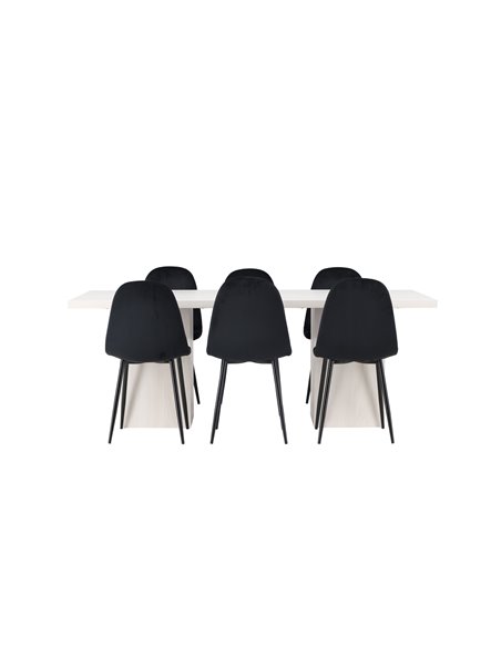 Matgrupp Olga med Polar matstolar, 200 × 90 cm