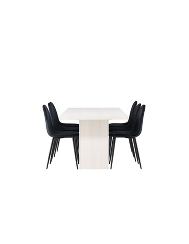 Matgrupp Olga med Polar matstolar, 200 × 90 cm