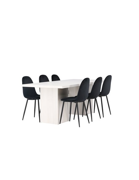 Matgrupp Olga med Polar matstolar, 200 × 90 cm