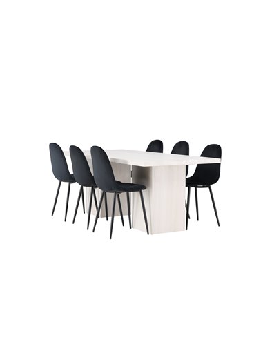 Matgrupp Olga med Polar matstolar, 200 × 90 cm