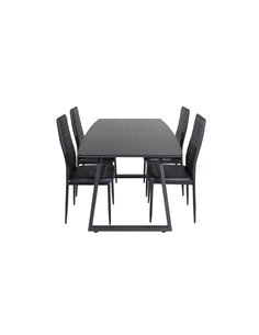 Matgrupp Inca med Slim matstolar, 160 × 85 cm