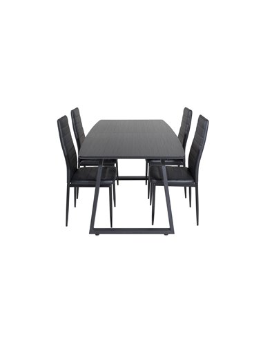 Matgrupp Inca med Slim matstolar, 160 × 85 cm