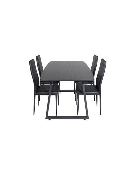 Matgrupp Inca med Slim matstolar, 160 × 85 cm