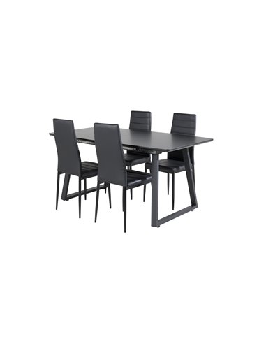 Matgrupp Inca med Slim matstolar, 160 × 85 cm