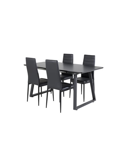Matgrupp Inca med Slim matstolar, 160 × 85 cm