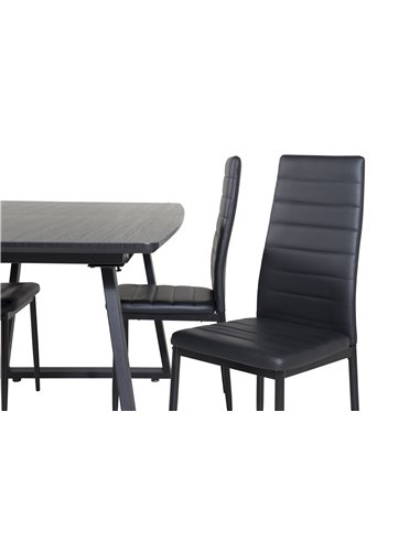 Matgrupp Inca med Slim matstolar, 160 × 85 cm