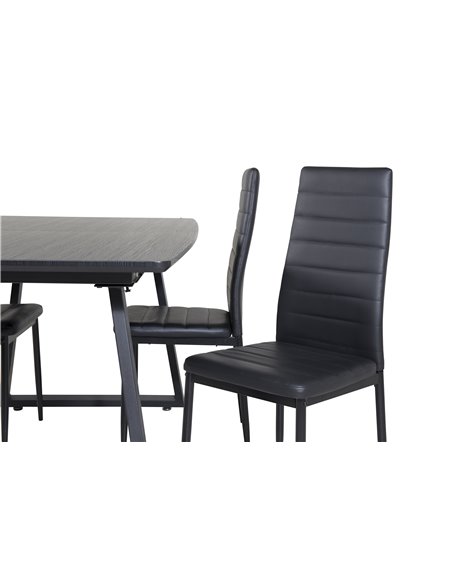 Matgrupp Inca med Slim matstolar, 160 × 85 cm