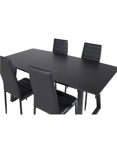 Matgrupp Inca med Slim matstolar, 160 × 85 cm