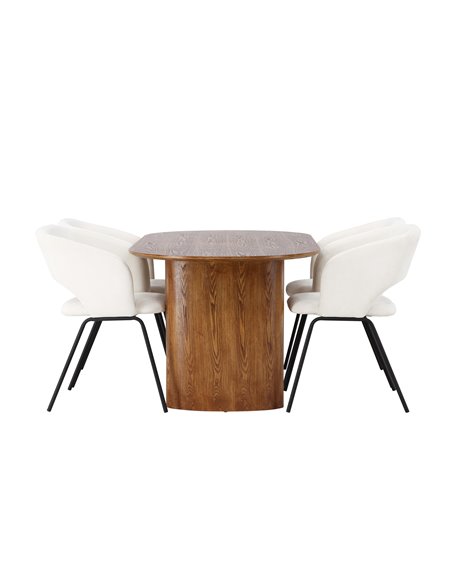 Matgrupp Isolde med Day matstolar, 180 × 90 cm