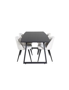 Matgrupp Inca med Velvet matstolar, 160 × 85 cm