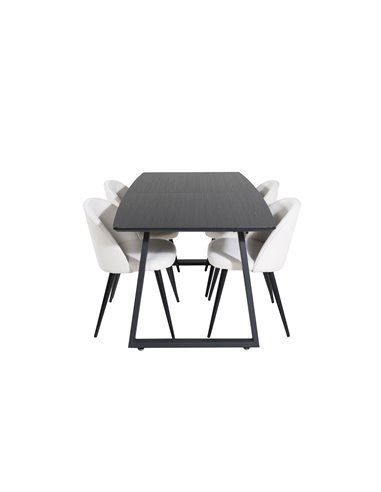 Matgrupp Inca med Velvet matstolar, 160 × 85 cm