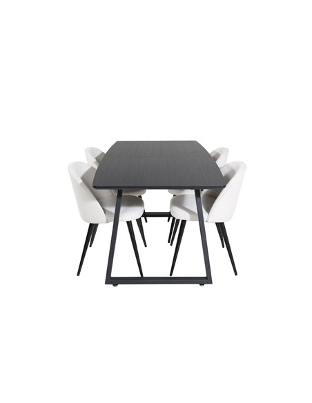Matgrupp Inca med Velvet matstolar, 160 × 85 cm