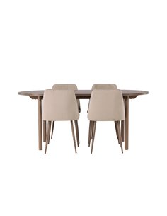 Matgrupp Andy med Night matstolar, 180 × 75 cm