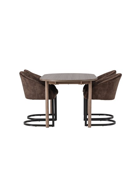 Matgrupp Andy med Evening matstolar, 180 × 75 cm