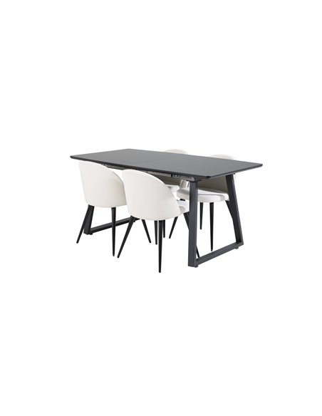 Matgrupp Inca med Velvet matstolar, 160 × 85 cm