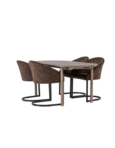Matgrupp Andy med Evening matstolar, 180 × 75 cm