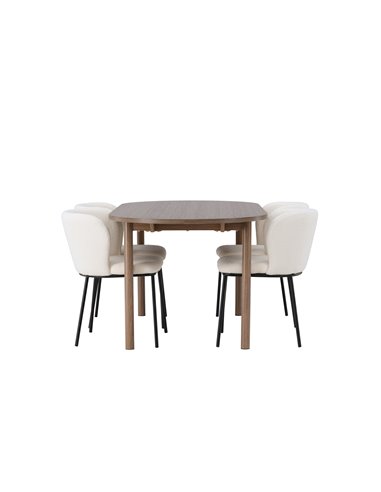 Matgrupp Andy med Edina matstolar, 180 × 75 cm