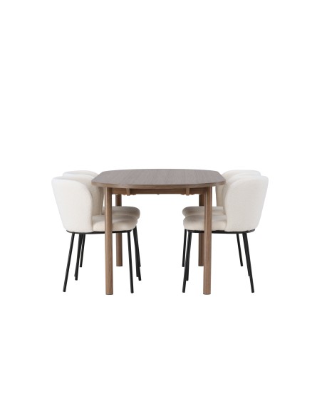 Matgrupp Andy med Edina matstolar, 180 × 75 cm