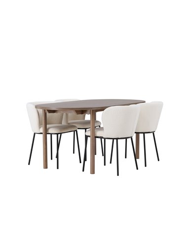 Matgrupp Andy med Edina matstolar, 180 × 75 cm