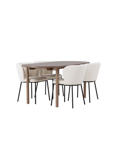 Matgrupp Andy med Edina matstolar, 180 × 75 cm