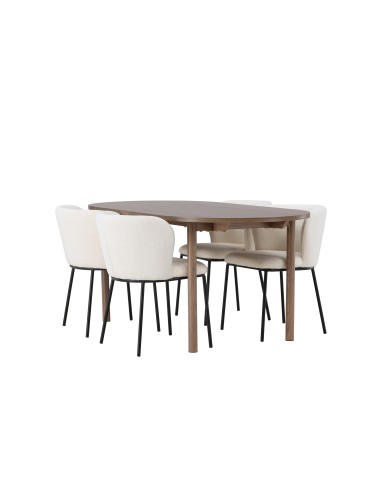 Matgrupp Andy med Edina matstolar, 180 × 75 cm