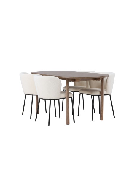 Matgrupp Andy med Edina matstolar, 180 × 75 cm