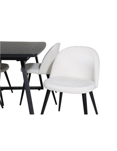 Matgrupp Inca med Velvet matstolar, 160 × 85 cm