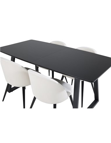 Matgrupp Inca med Velvet matstolar, 160 × 85 cm