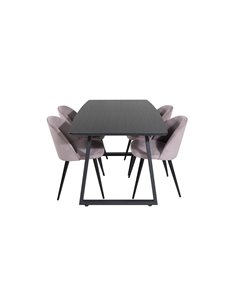 Matgrupp Inca med Velvet matstolar, 160 × 85 cm