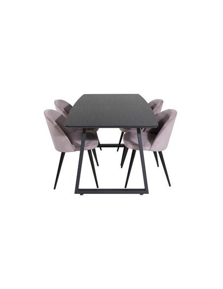 Matgrupp Inca med Velvet matstolar, 160 × 85 cm