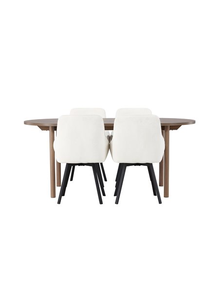 Matgrupp Andy med Rosie matstolar, 180 × 75 cm