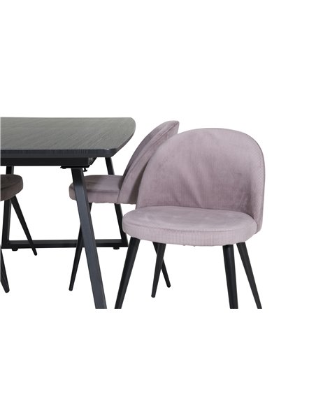 Matgrupp Inca med Velvet matstolar, 160 × 85 cm